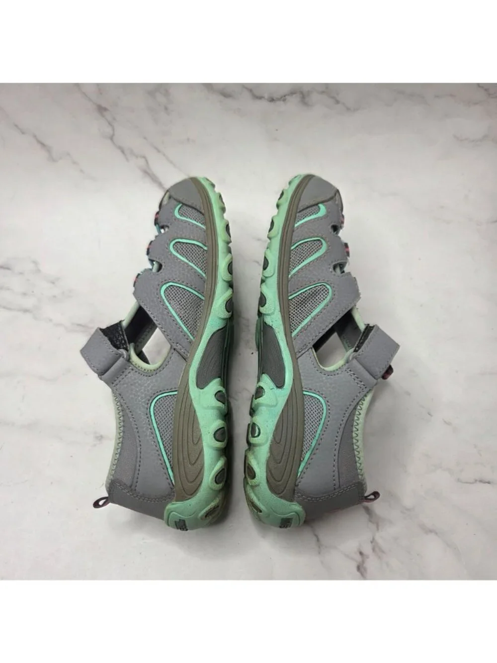 Merrell Hydro H2O Closed Toe Sandals Grey Teal Hiking Outdoors Youth Girls 5